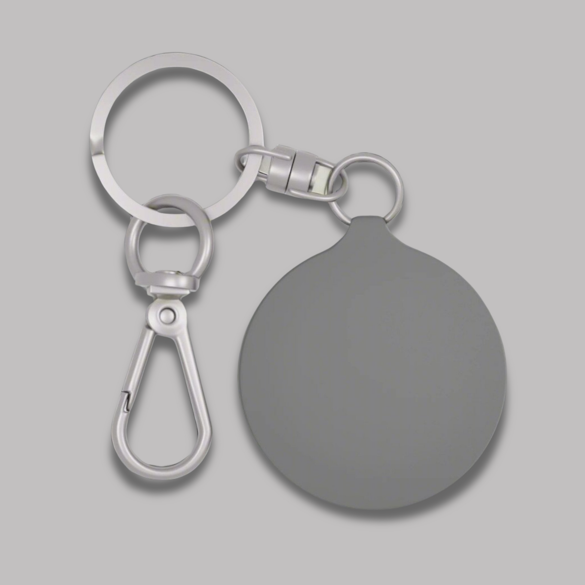 Back view of Black & White Circular logo design, Acrylic Keychain