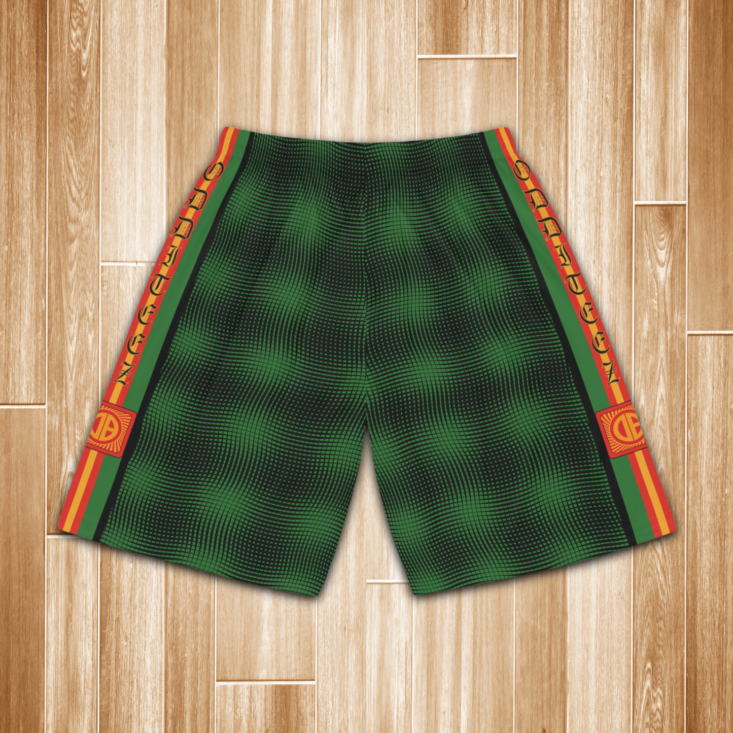 "Zoomies" alienesque pattern design, Dark Alien Green Men's Jersey Basketball Gym Shorts