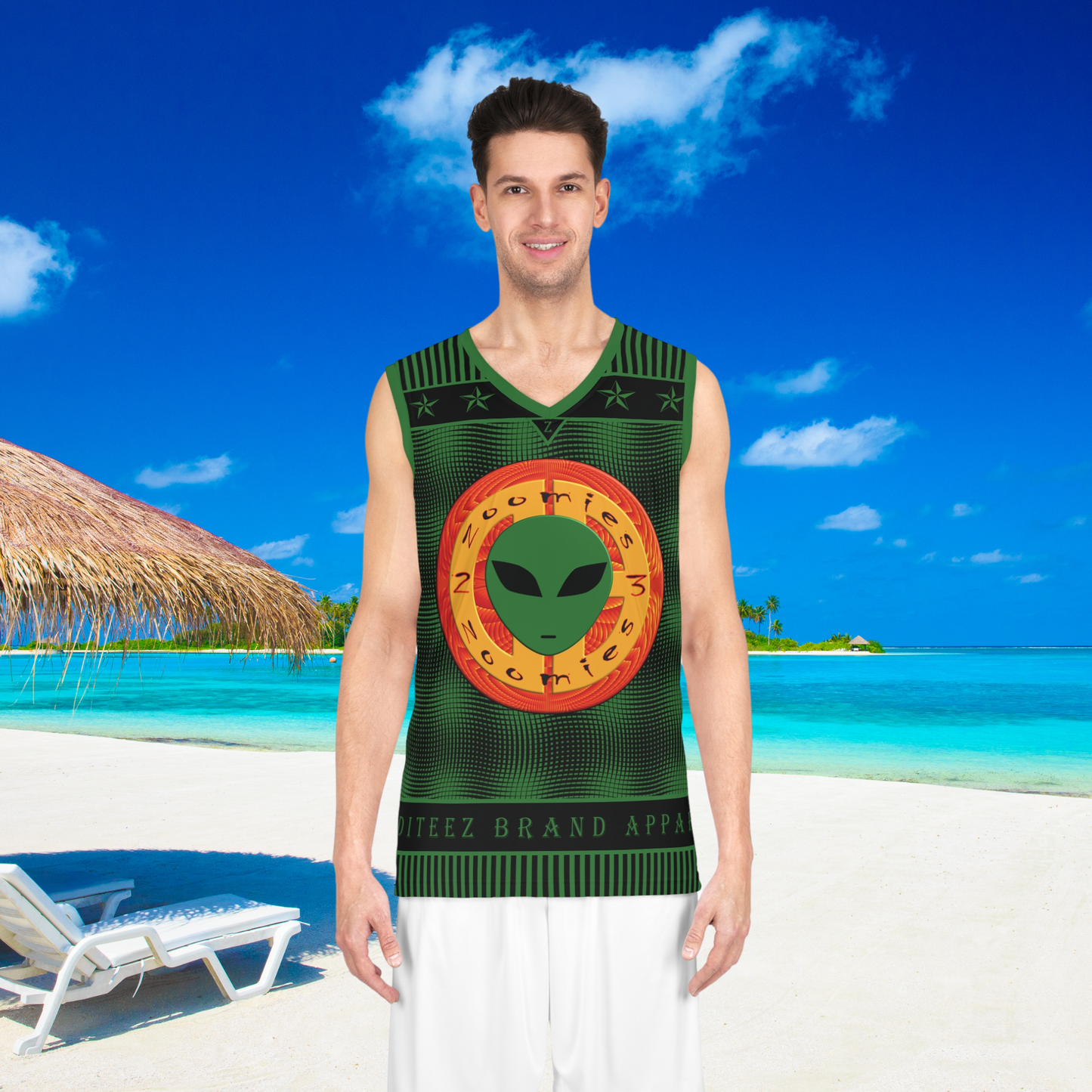 "Zoomies" alienesque logo design, Dark Alien Green Men's Basketball Jersey Tank Top