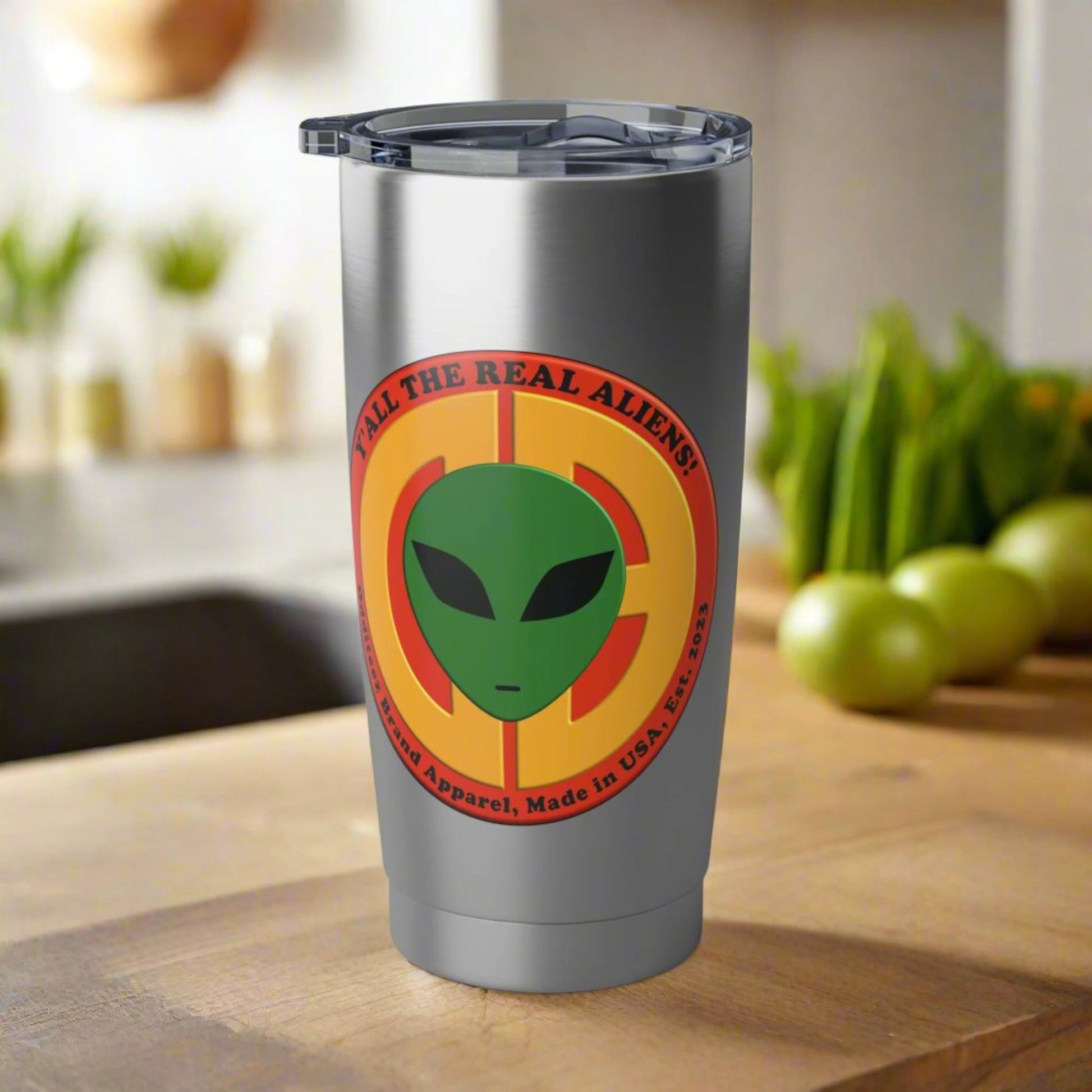 Front view of YTRA Vagabond 20oz tumbler