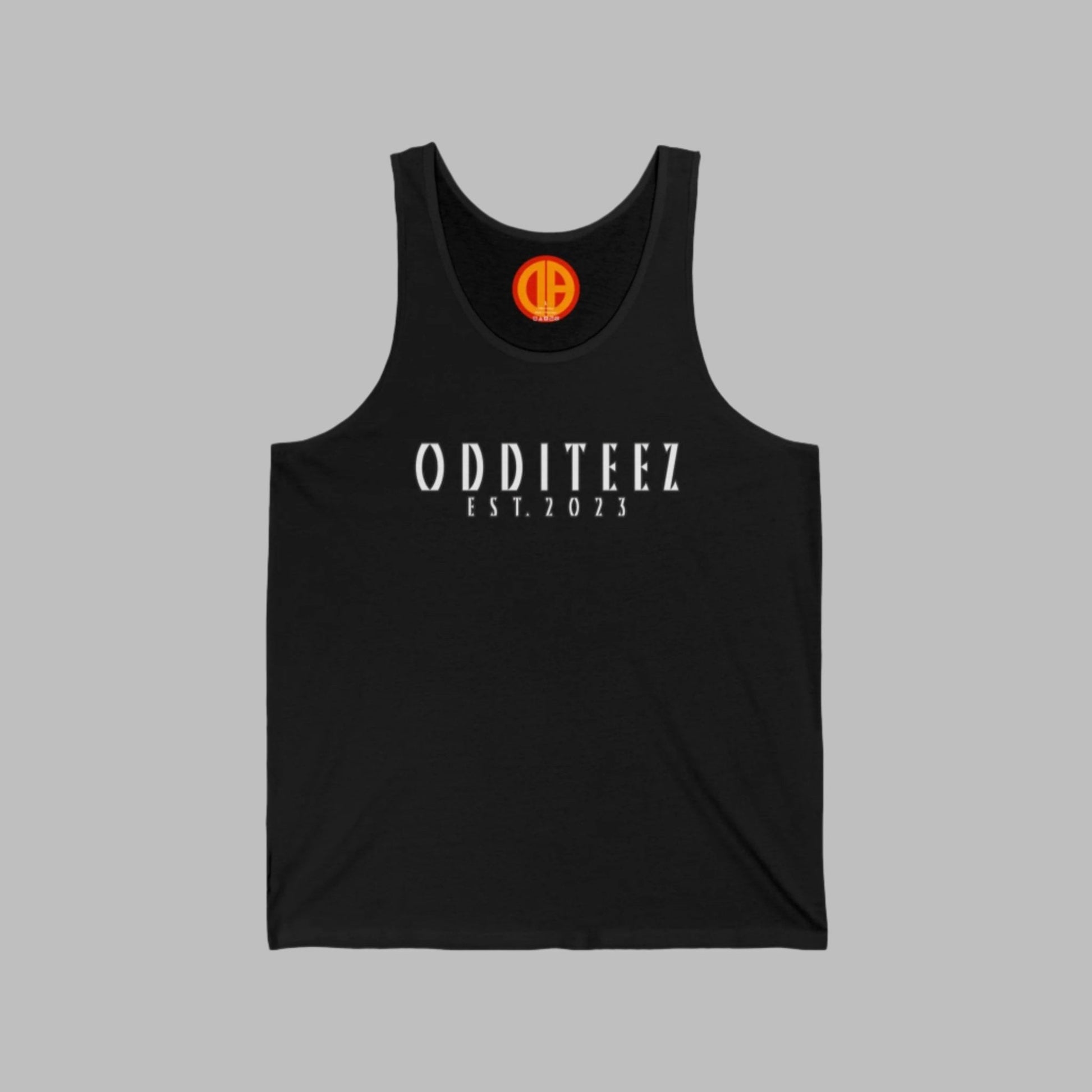 Front view of black YTRA tank top