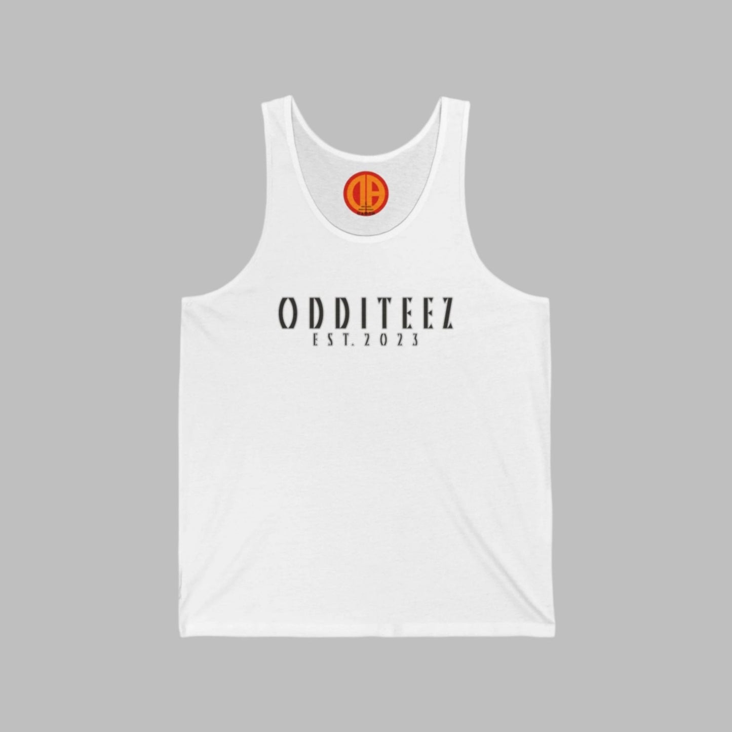 Front view of white YTRA tank top