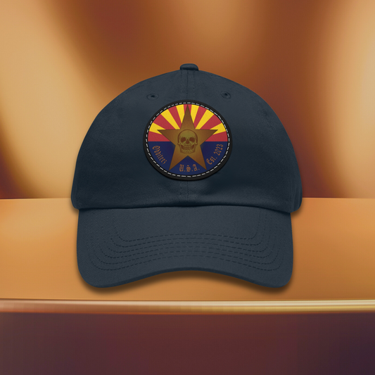 Traditional AZ State Flag logo design, Unisex Dad Hat with Round Leather Patch