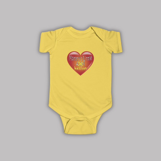 "Mommy's Little Hellion" design, Unisex Infant Fine Jersey Cotton Onesie Short-Sleeve Bodysuits