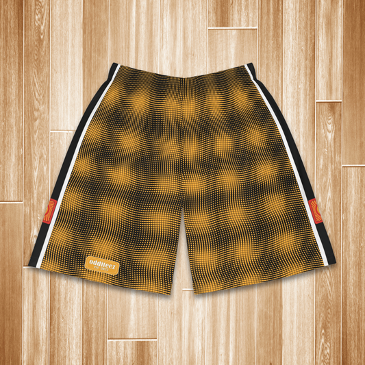 "Zoomies" alienesque pattern design, Mellow Yellow Men's Jersey Basketball Gym Shorts