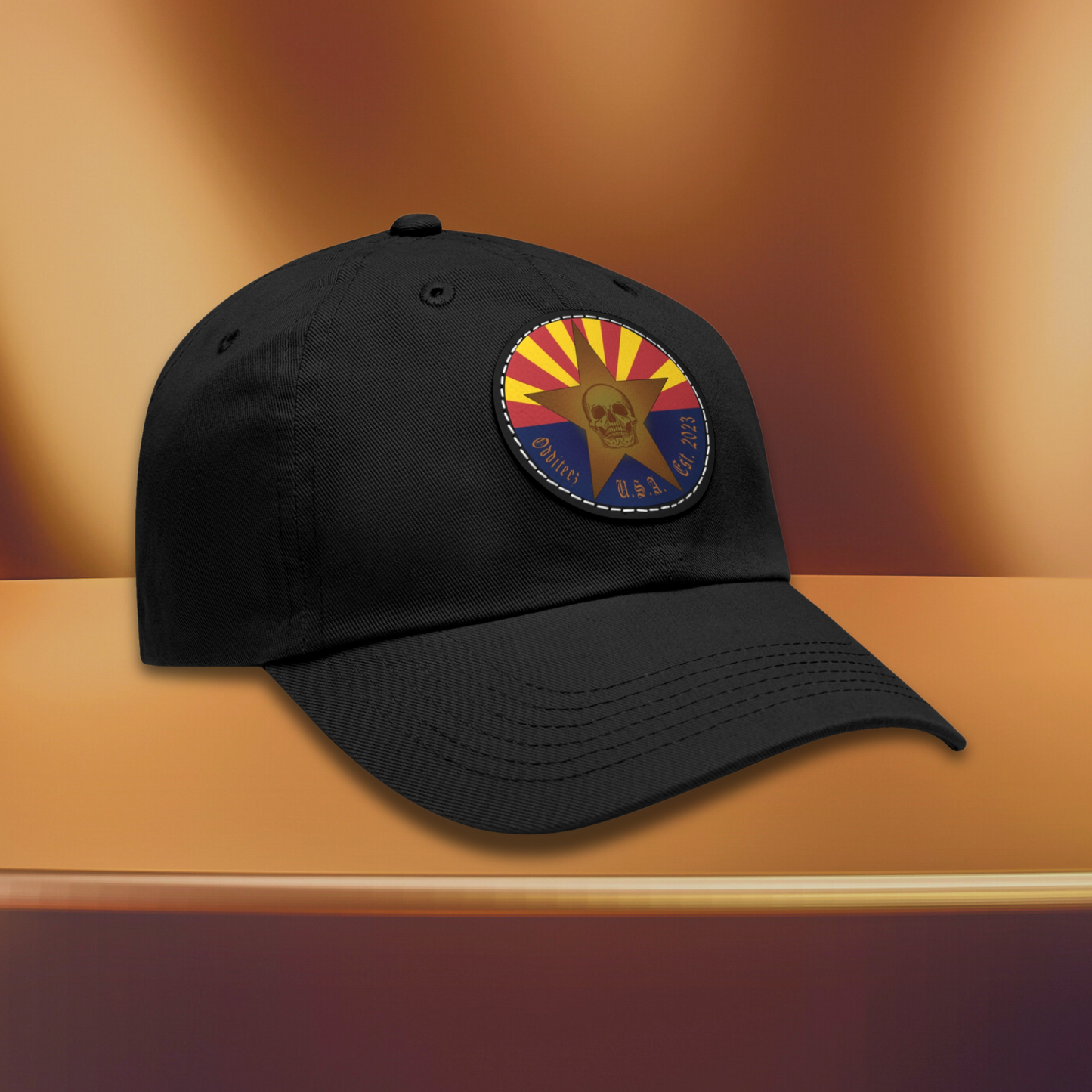 Traditional AZ State Flag logo design, Unisex Dad Hat with Round Leather Patch