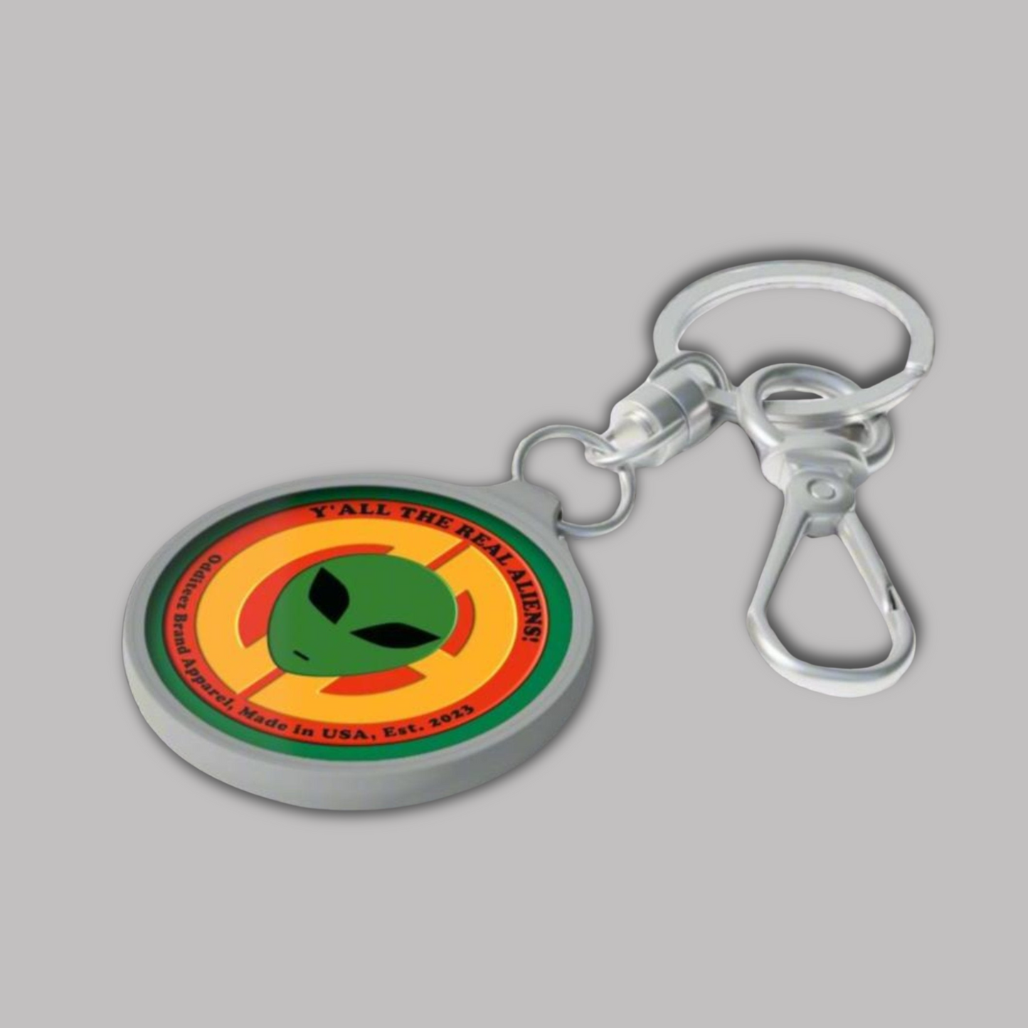 Side view of Dark Green YTRA logo design, Acrylic Keychain