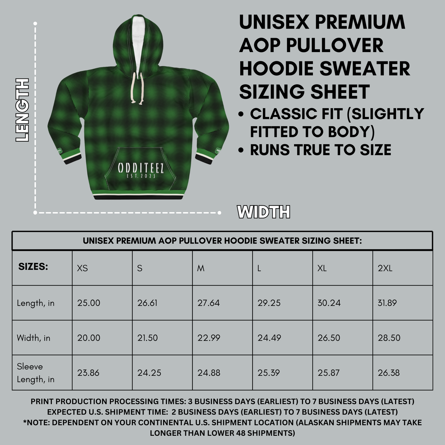 Wavy Vibrational pattern design, Dark Alien Green Premium Unisex AOP Pullover Hoodie Sweatshirt